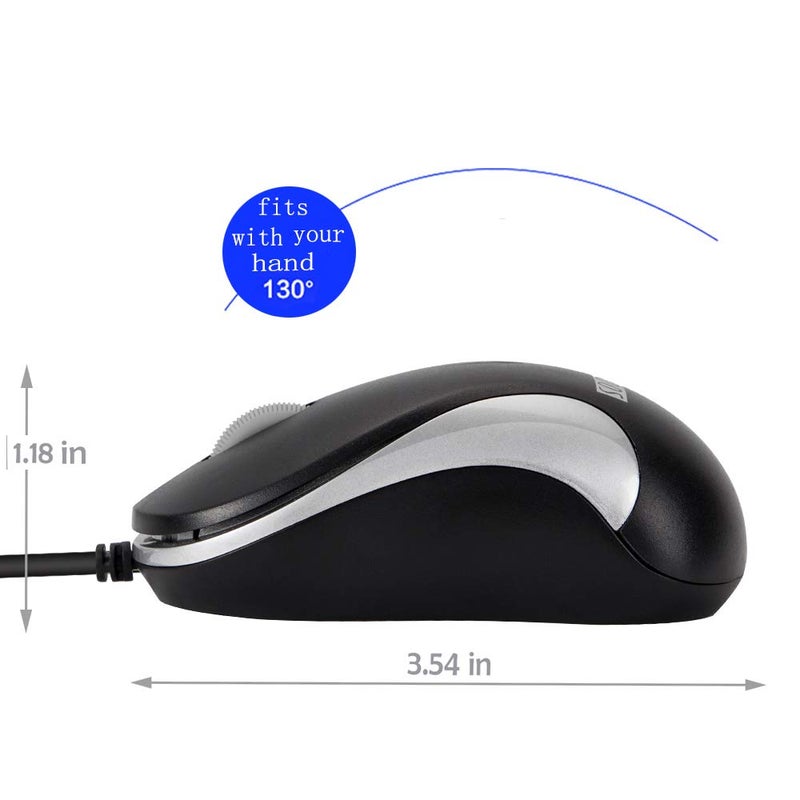 SOON GO USB Mouse 2 Pack Computer Mouse Ergonomic Optical Wired Mice for Office and Home,Compatible with Computer Laptop PC Desktop Silver by SOONGO - Image 2